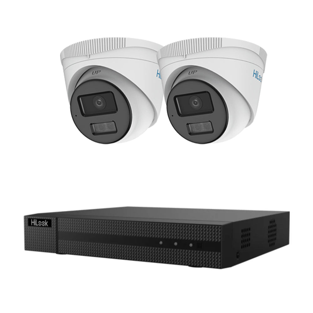 Hikvision HiLook 2MP ColorVu IP Outdoor/Indoor 2x Audio White Camera Kit + HDD