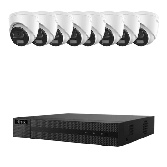 Hikvision HiLook 8MP ColorVu IP Outdoor/Indoor 8x Audio White Camera Kit + HDD