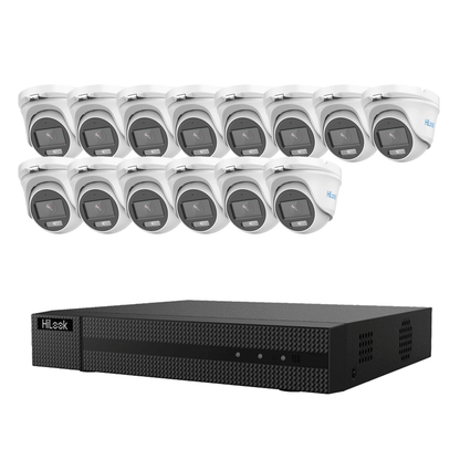 Hikvision HiLook 2MP 1080P ColorVu Outdoor/Indoor 14x Audio White Camera Kit + HDD