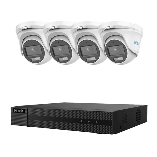 Hikvision HiLook 2MP 1080P ColorVu Outdoor/Indoor 4x Audio White Camera Kit + HDD